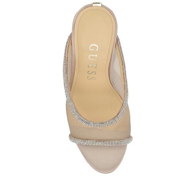 GUESS Mansa Silver Rhinestone Mule Heels – Peep Toe, Slip-On, Size 6 - Picture 11 of 11